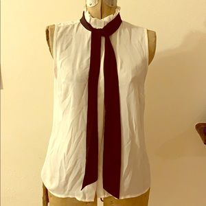 Ruffled neck tie tank